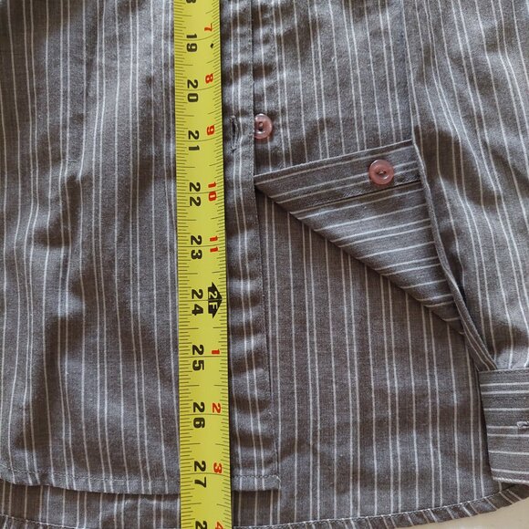 Tabi Brown and White Striped Buttoned Down Long Sleeve Shirt, Size S - Picture 7 of 7